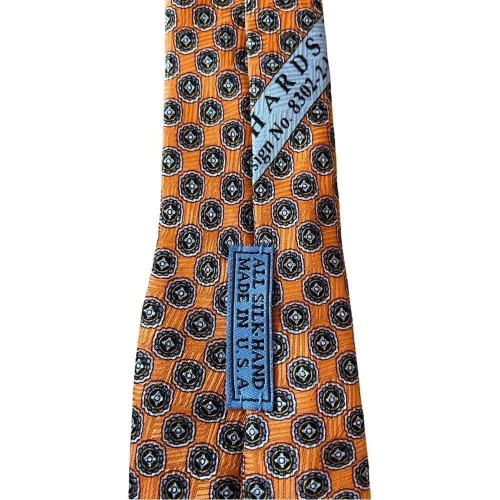 JZ Boulder Orange and Blue 100% Silk Patterned Men's Tie